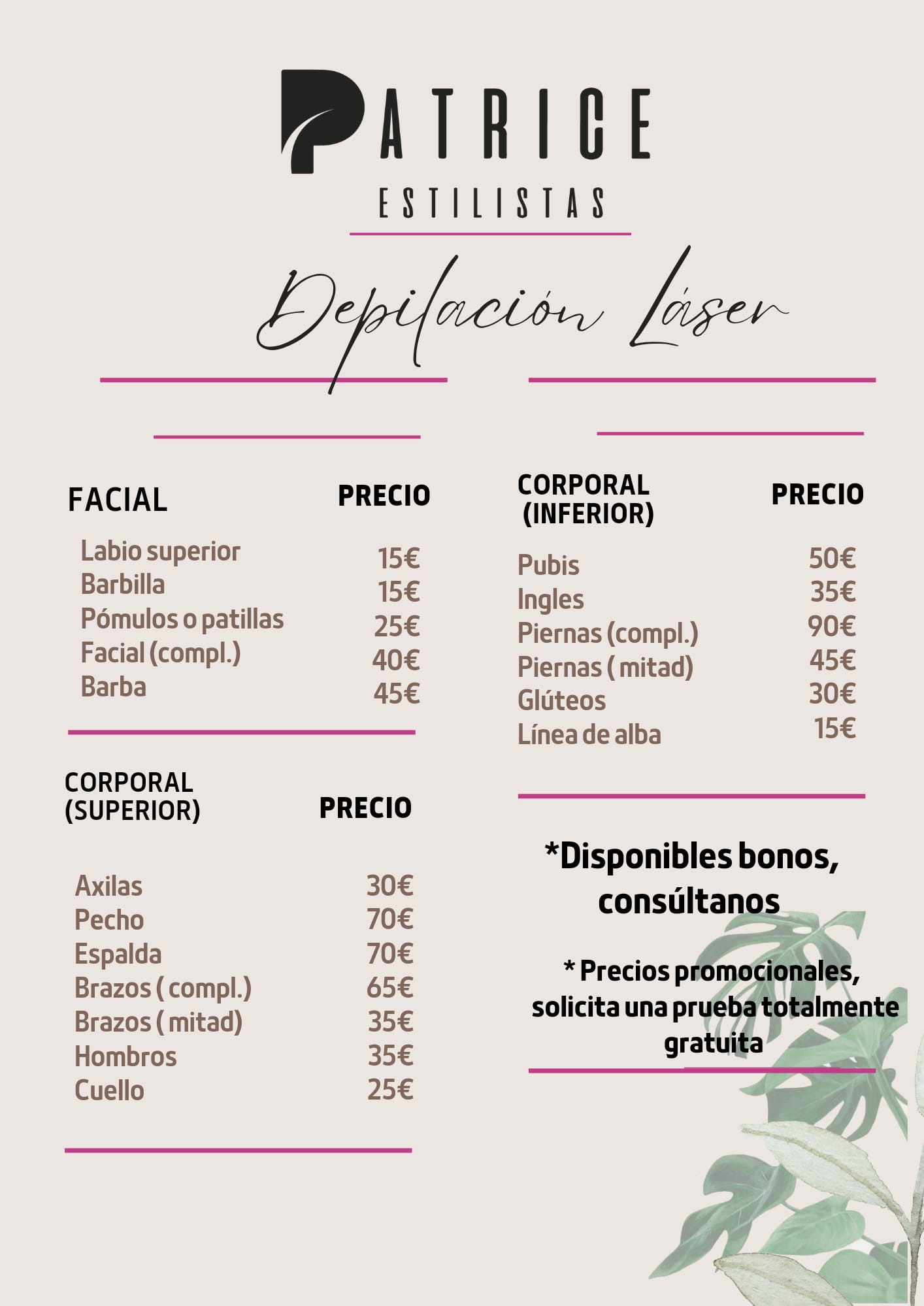Listado de precios